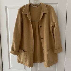 Minimalist Utility Soft Surroundings Gauzy Cotton Tan Duster Shacket